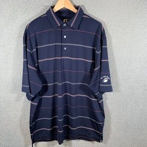 S FootJoy Shirt Men's XL Blue Striped Polo Short Sleeve Performance Stretch Golf